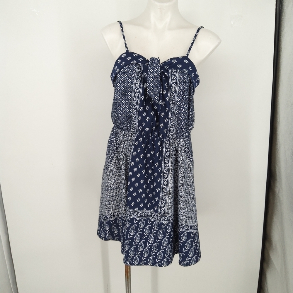 MAURICES XL BLUE PATCHWORK HANDKERCHEIF PATTERN SUNDRESS